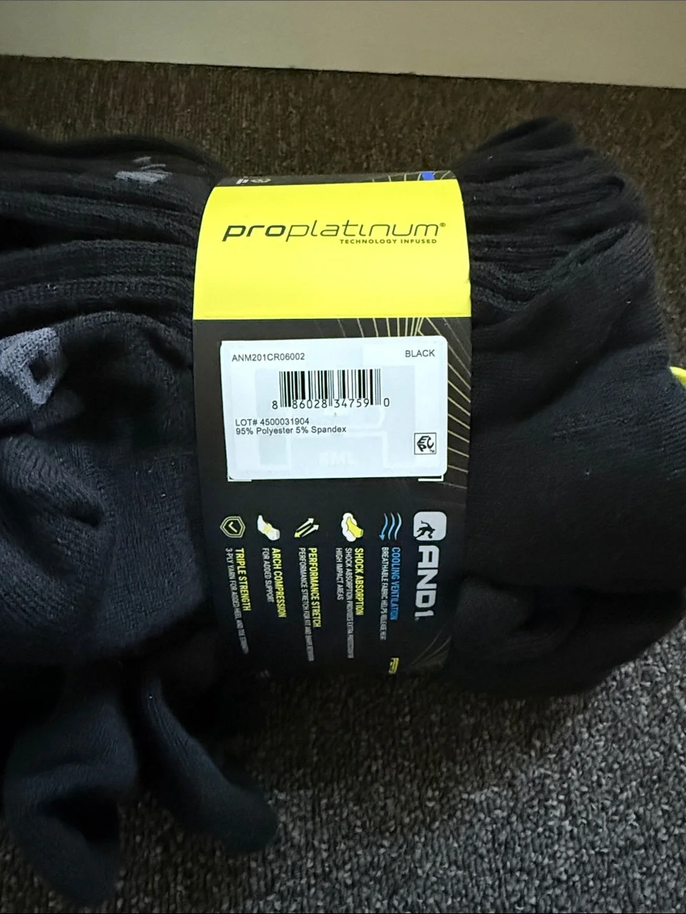 And1 Black Athletic Crew Socks - 12 Pack